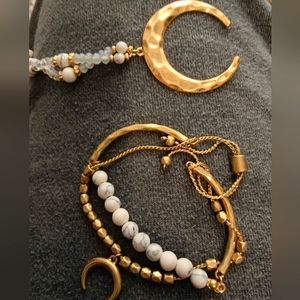 Gold Moon Necklace and Rope Bracelet